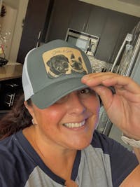 Custom Pet Portrait Leather Patch Trucker Hat | Personalized Dog Dad and Dog Mom Hat