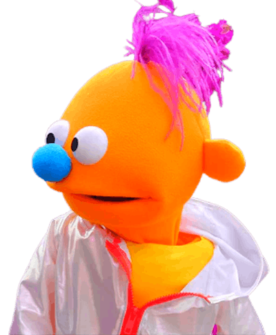 Jasper by Pubbets™ Orange Full-Body Alien Puppet with Outfit and Carry Bag