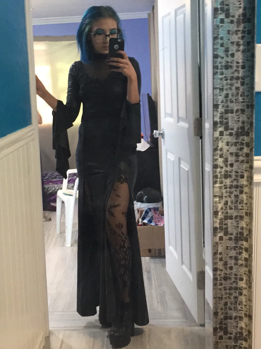Black Gothic Flared Dress