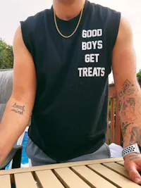 Good Boys Get Treats Heavyweight Muscle Tank | Premium Cotton Boxy Fit Best Gift