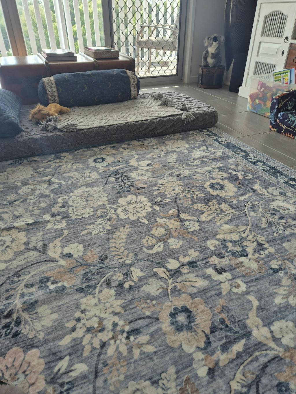 Machine Washable Rug - Blue Flora