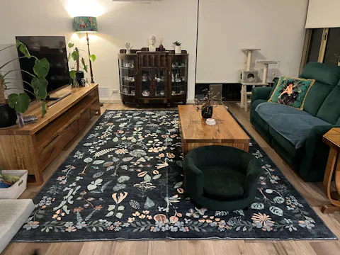 Machine Washable Rug - Charcoal Flora