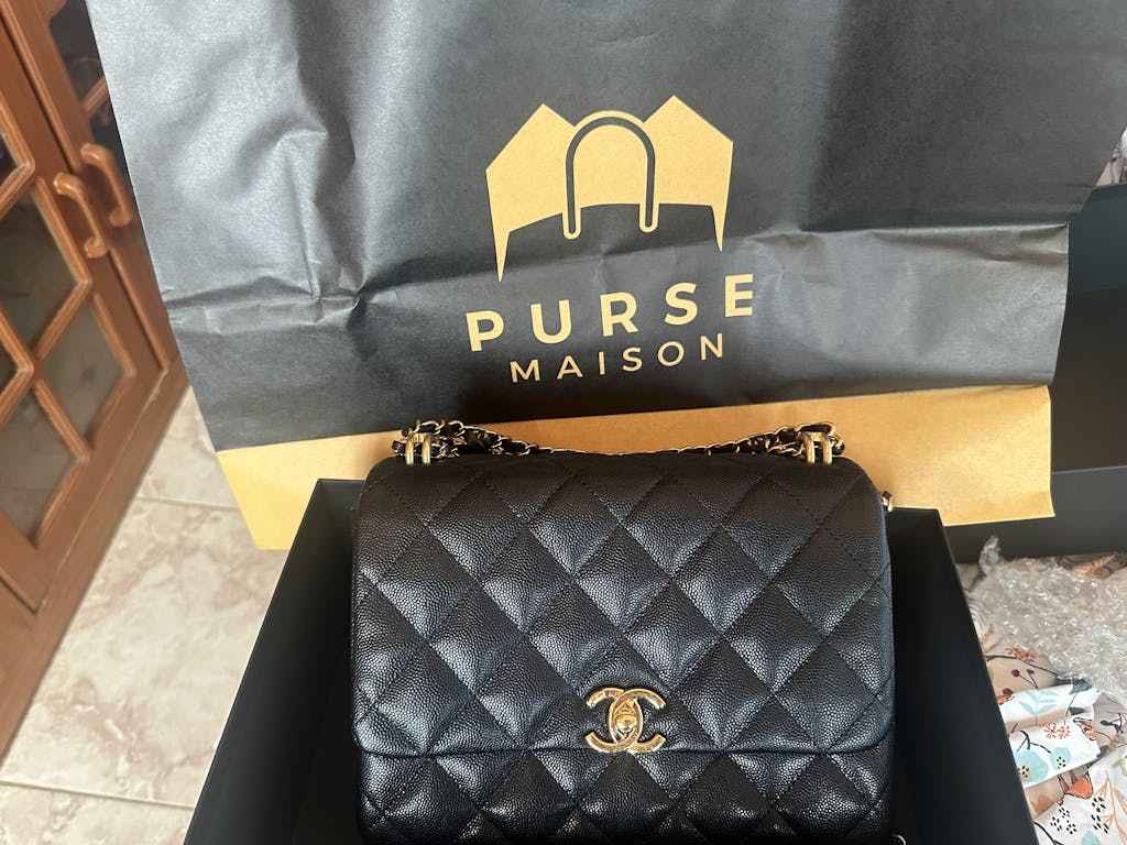 Chanel Coco First Small Black from 22k collection in Caviar Gold hardware (microchip)