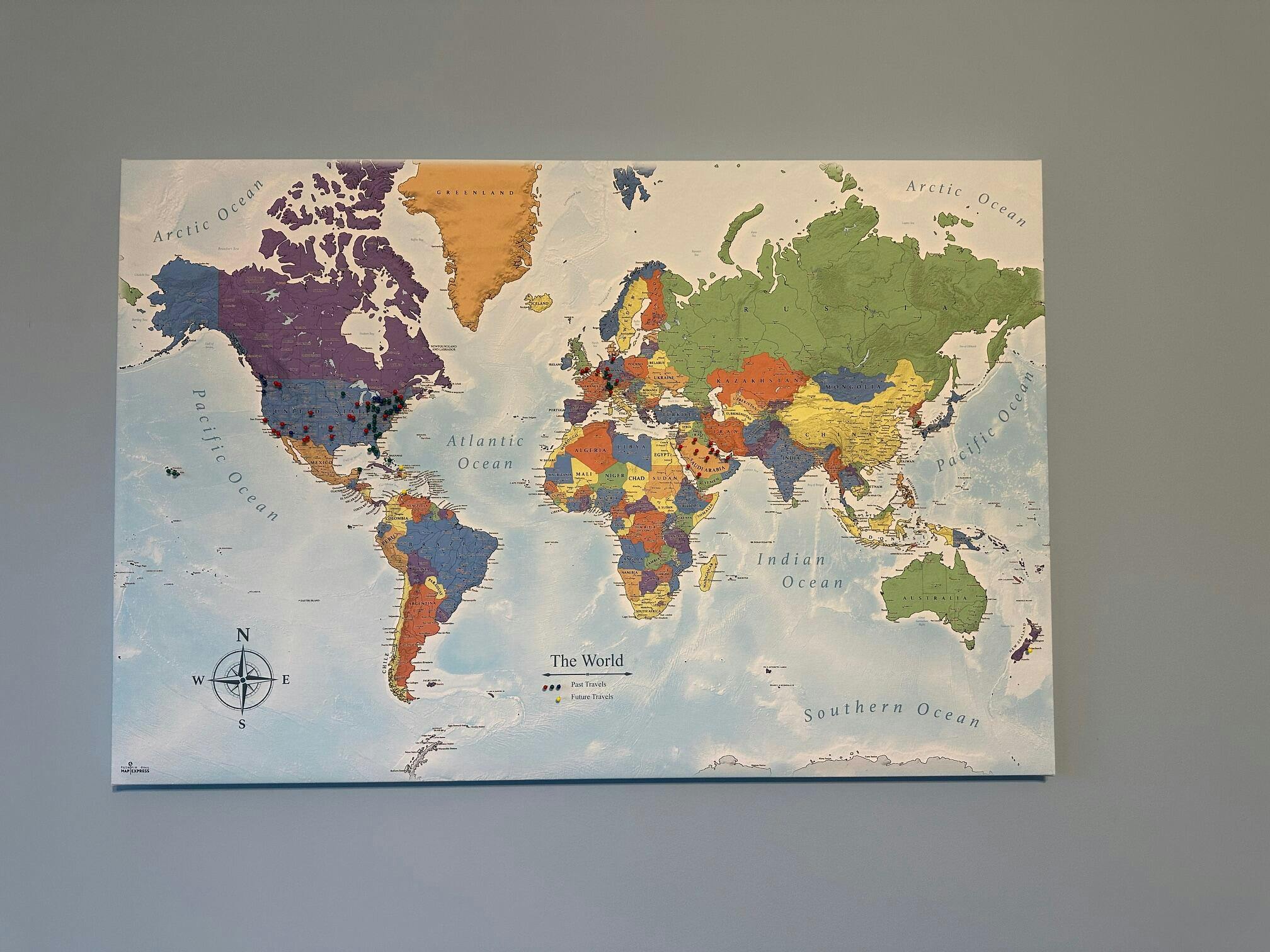 The Wanderer World Push Pin Travel Map