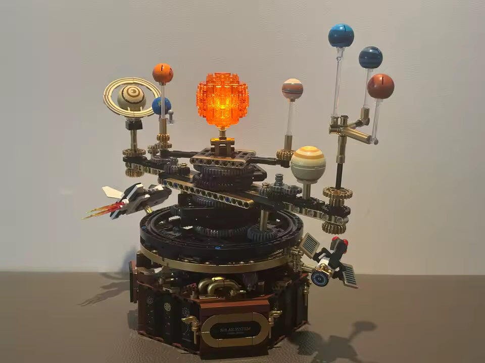 Customer photo for Solar System Building Blocks Electric Orrery Kit with LED Sun