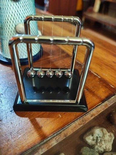 Customer photo for Newton's Cradle — Executive Desk Physics Demonstrator