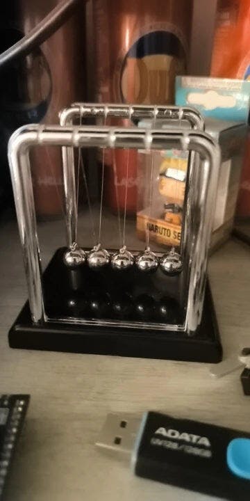 Customer photo for Newton's Cradle — Executive Desk Physics Demonstrator