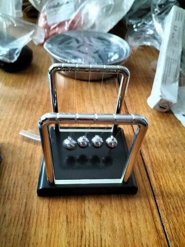 Customer photo for Newton's Cradle — Executive Desk Physics Demonstrator