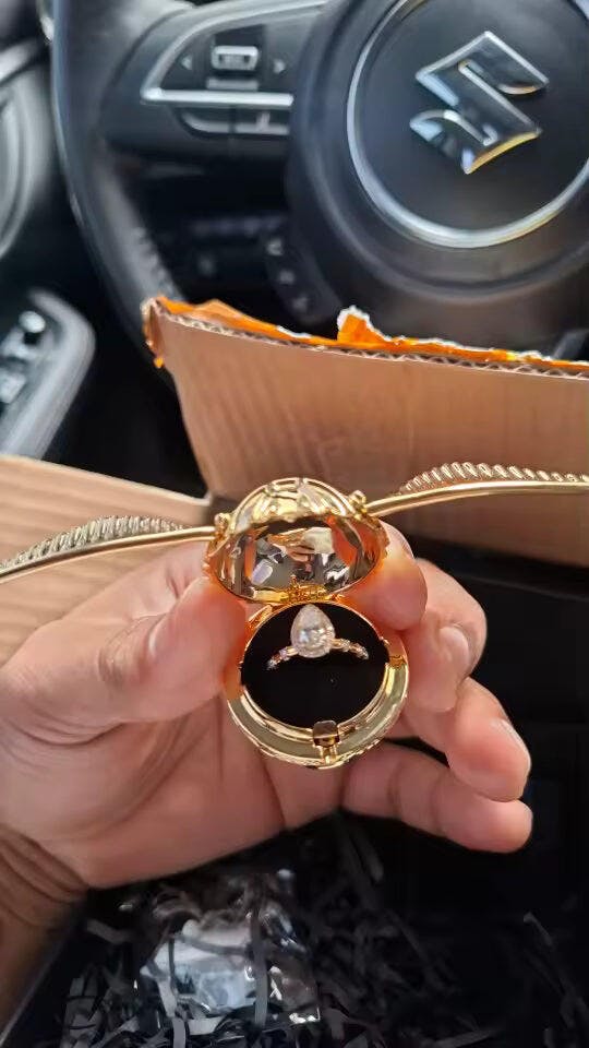 Customer photo for Magical Harry Potter Golden Snitch Ring Box