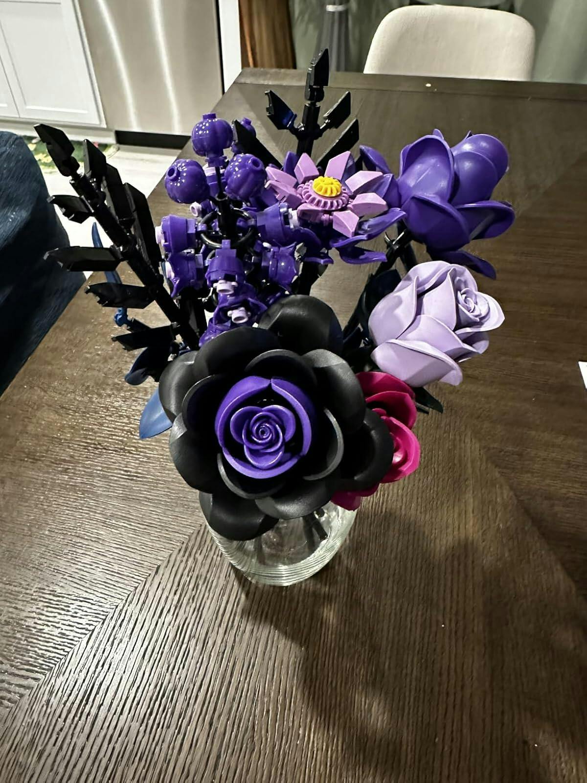 Customer photo for Purple Rose Bouquet Building Blocks Set