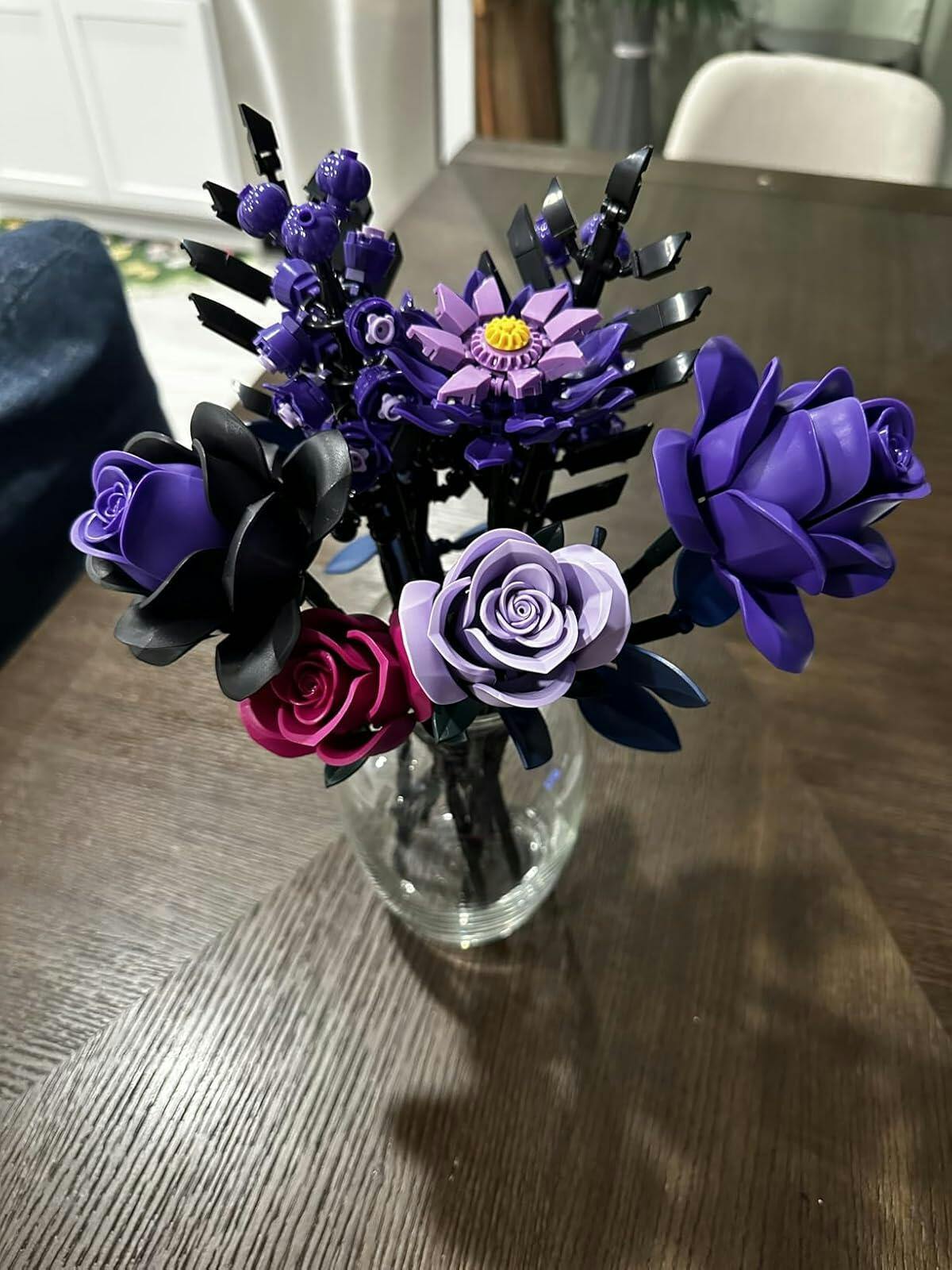 Customer photo for Purple Rose Bouquet Building Blocks Set