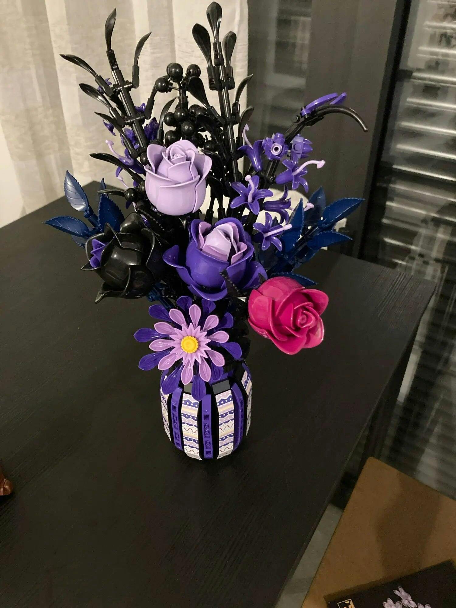 Customer photo for Purple Rose Bouquet Building Blocks Set
