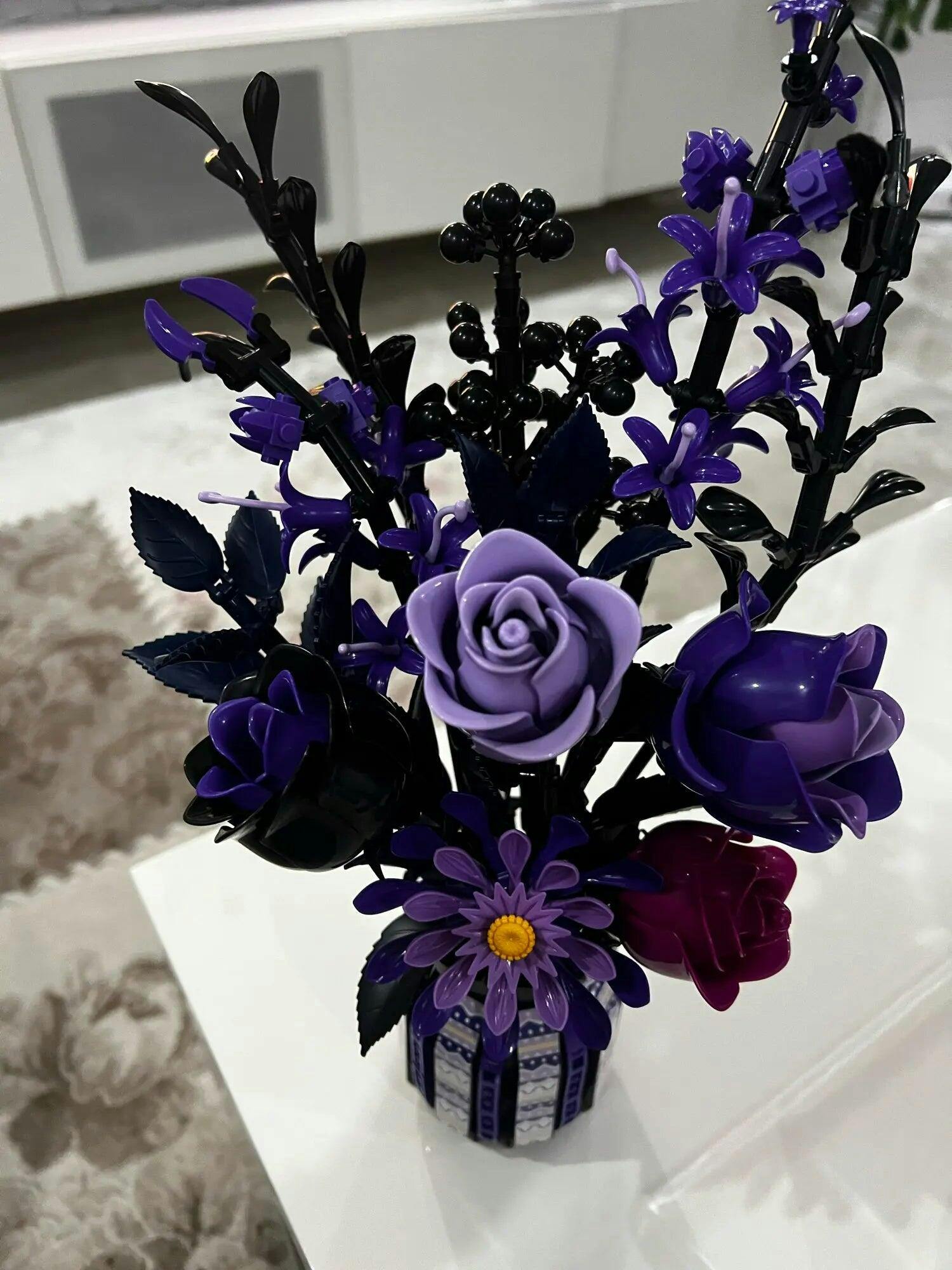Customer photo for Purple Rose Bouquet Building Blocks Set