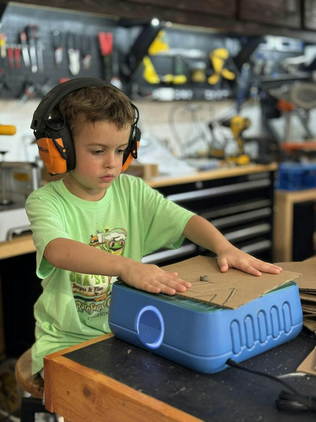 Customer photo for Kid Finger-Safe Cardboard Cutter for Ages 3+
