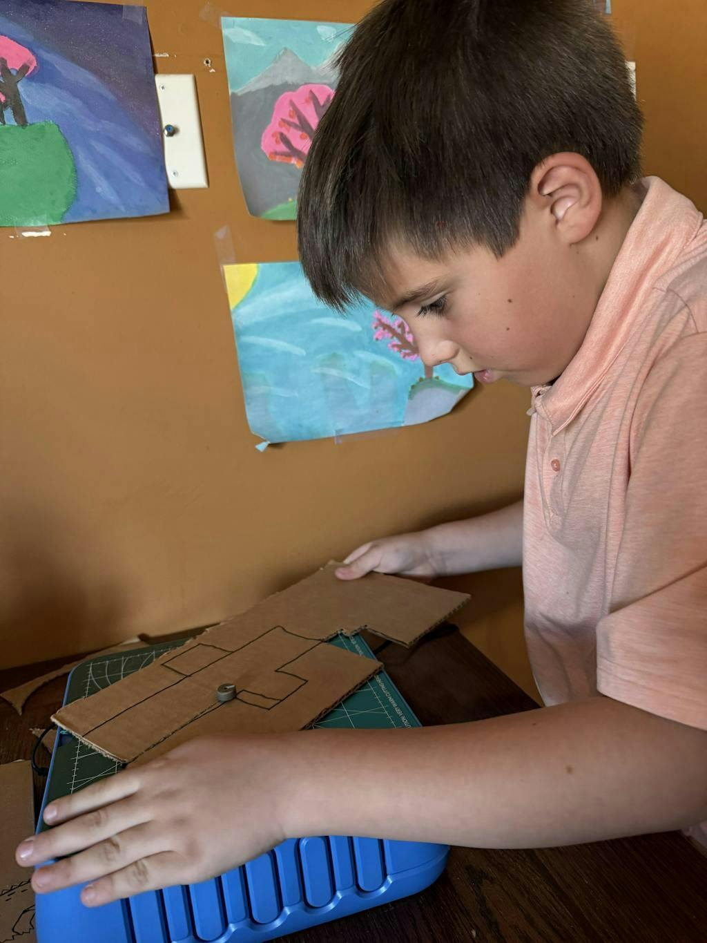 Customer photo for Kid Finger-Safe Cardboard Cutter for Ages 3+