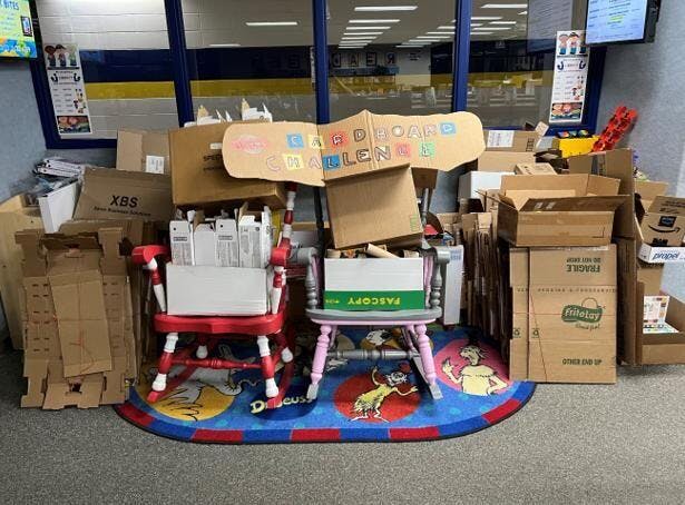 Customer photo for Kid Finger-Safe Cardboard Cutter for Ages 3+