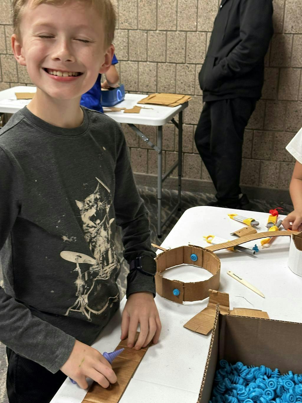 Customer photo for Kid Finger-Safe Cardboard Cutter for Ages 3+