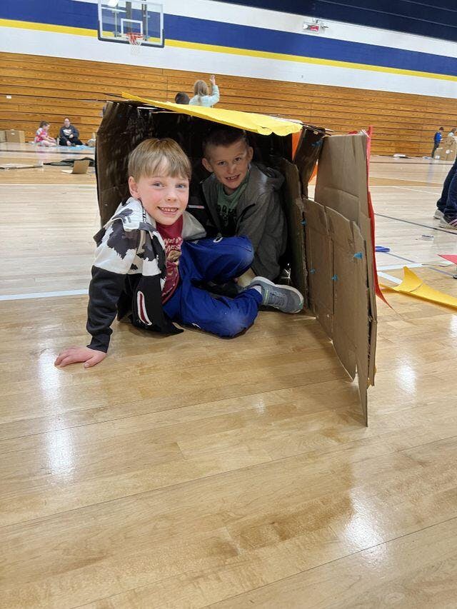 Customer photo for Kid Finger-Safe Cardboard Cutter for Ages 3+