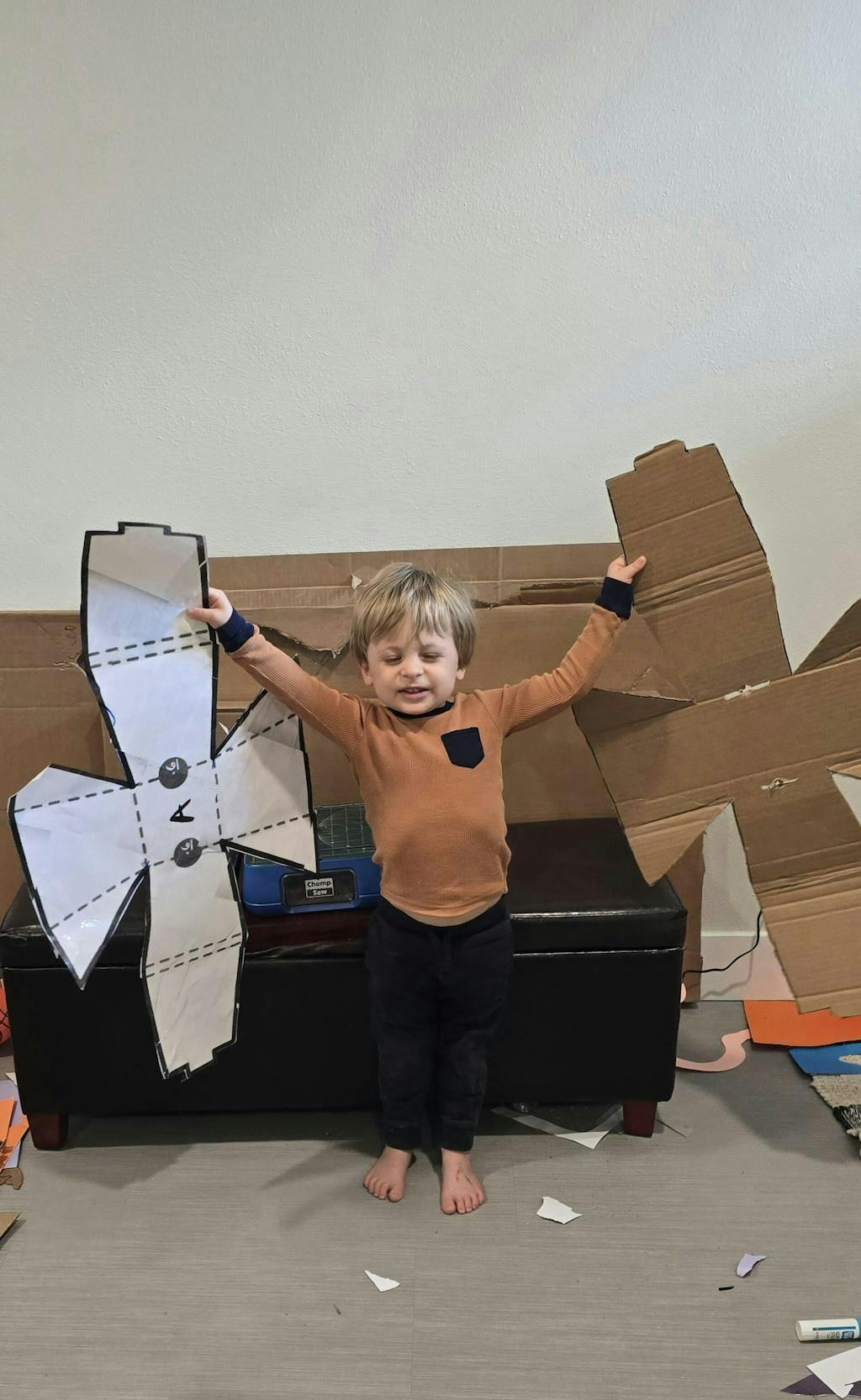 Customer photo for Kid Finger-Safe Cardboard Cutter for Ages 3+