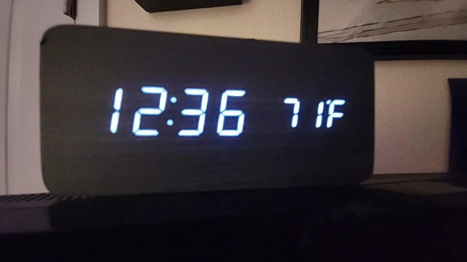 Customer photo for NatureSense Wooden LED Alarm Clock