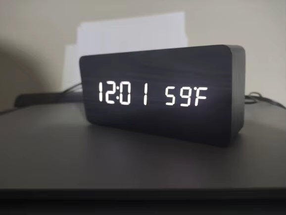 Customer photo for NatureSense Wooden LED Alarm Clock