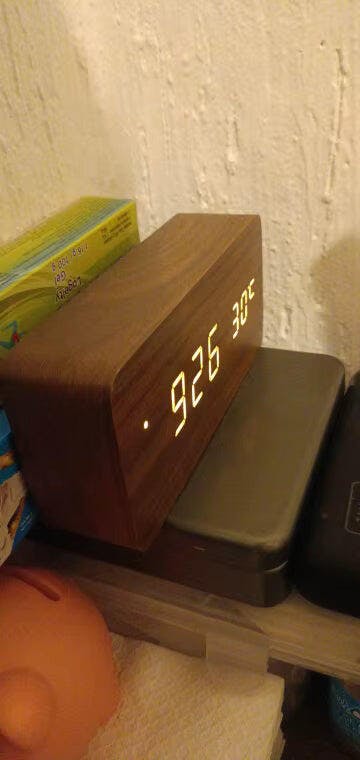 Customer photo for NatureSense Wooden LED Alarm Clock