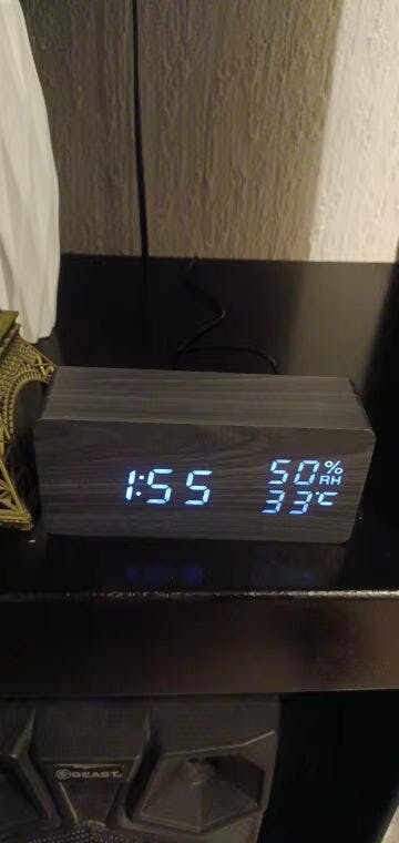 Customer photo for NatureSense Wooden LED Alarm Clock