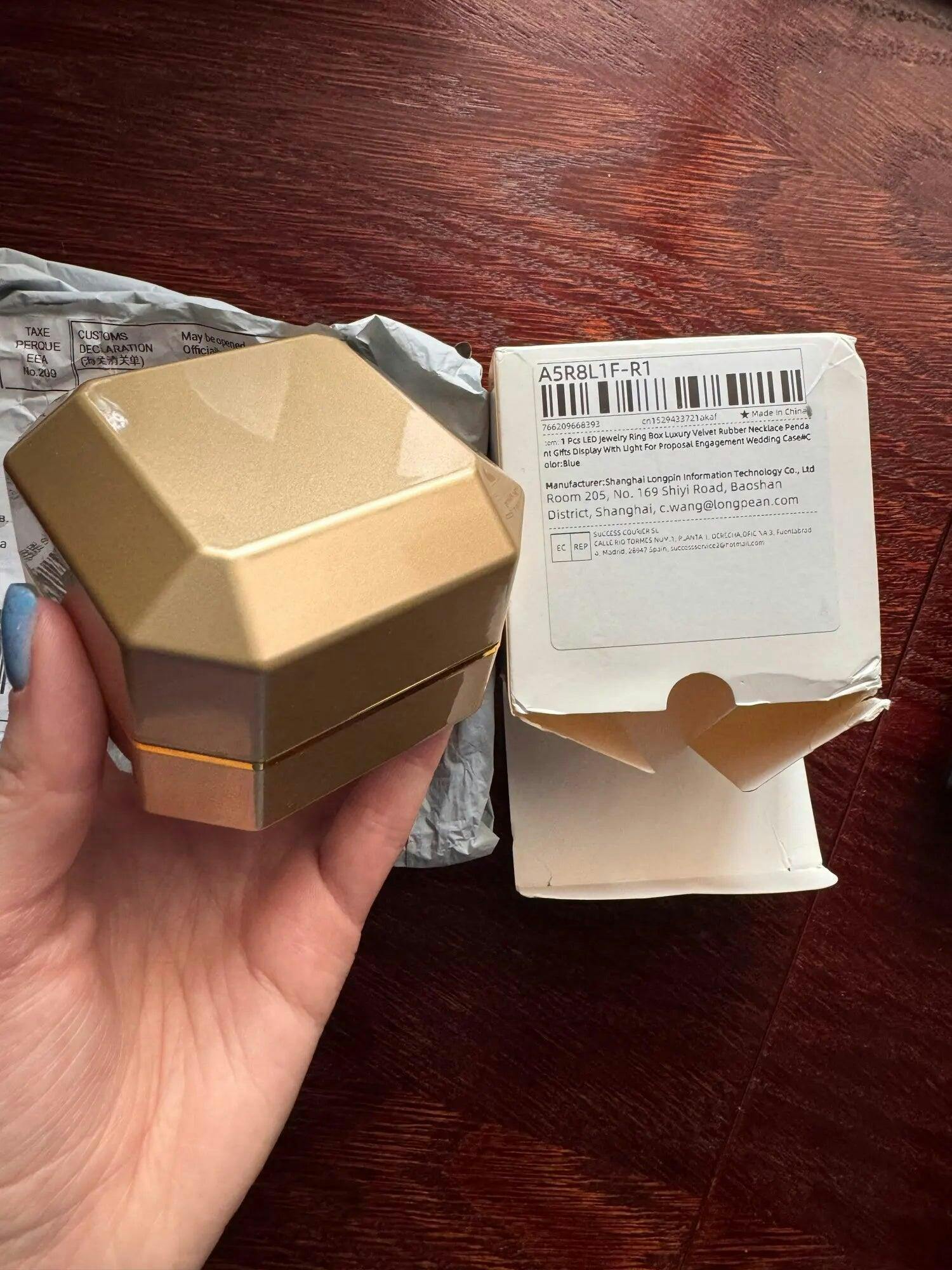 Customer photo for LED Engagement Ring Box with Light