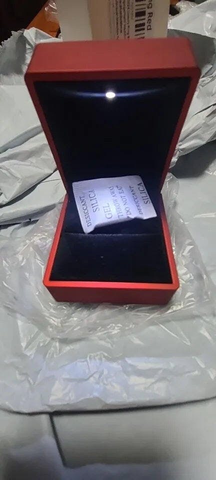 Customer photo for LED Engagement Ring Box with Light