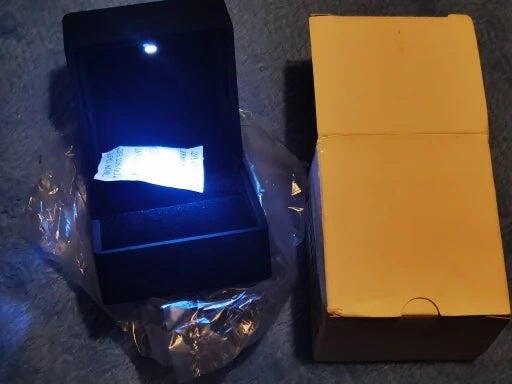 Customer photo for LED Engagement Ring Box with Light