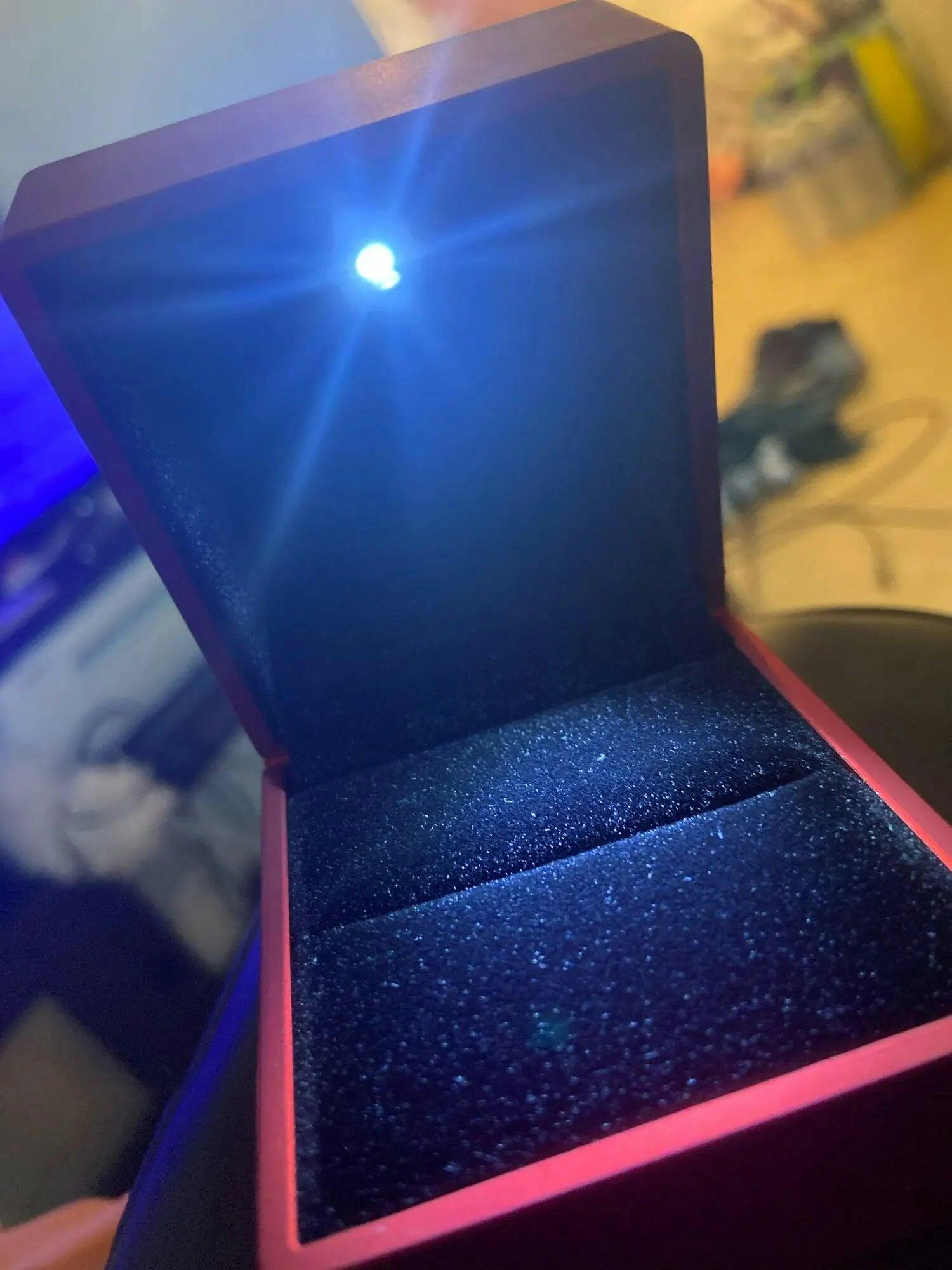 Customer photo for LED Engagement Ring Box with Light