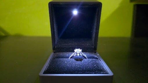 Customer photo for LED Engagement Ring Box with Light