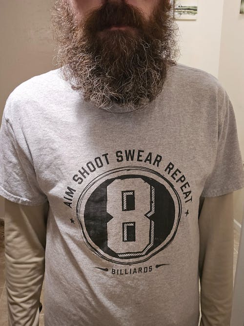 Stylish Eight Ball T-Shirt – Aim Shoot Swear Repeat Design| Gildan® 5000