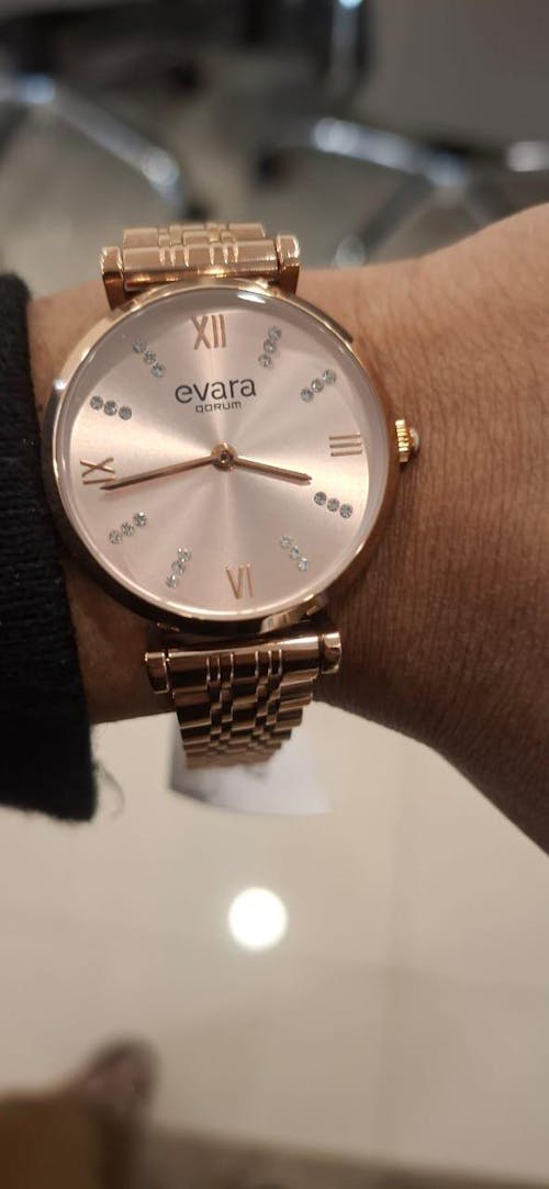 Qorum Evara Ladies Watch - Rose Gold Dial, Rose Gold plated Stainless Steel Strap