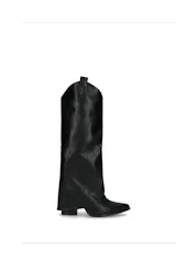 TORINA - stivali alti, camperos, texano nero con risvolto