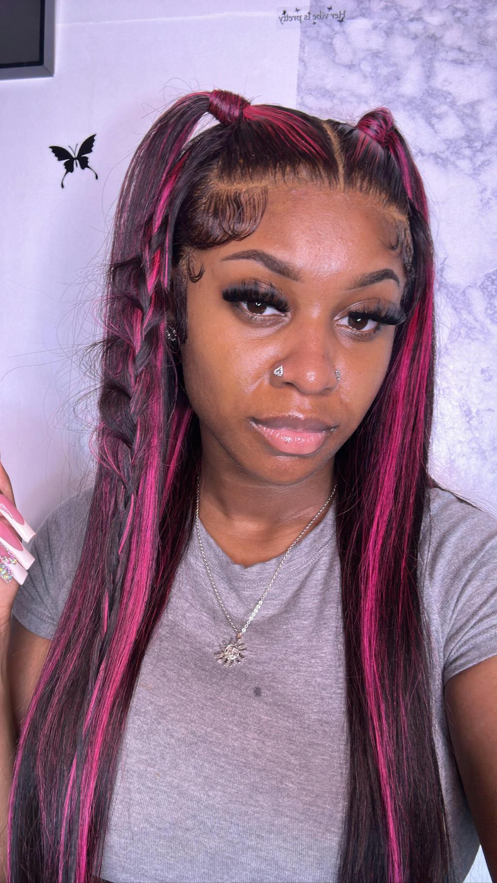 Berry Pink Highlight 13x4 Lace Front Straight/Body Wave Human Hair Wig