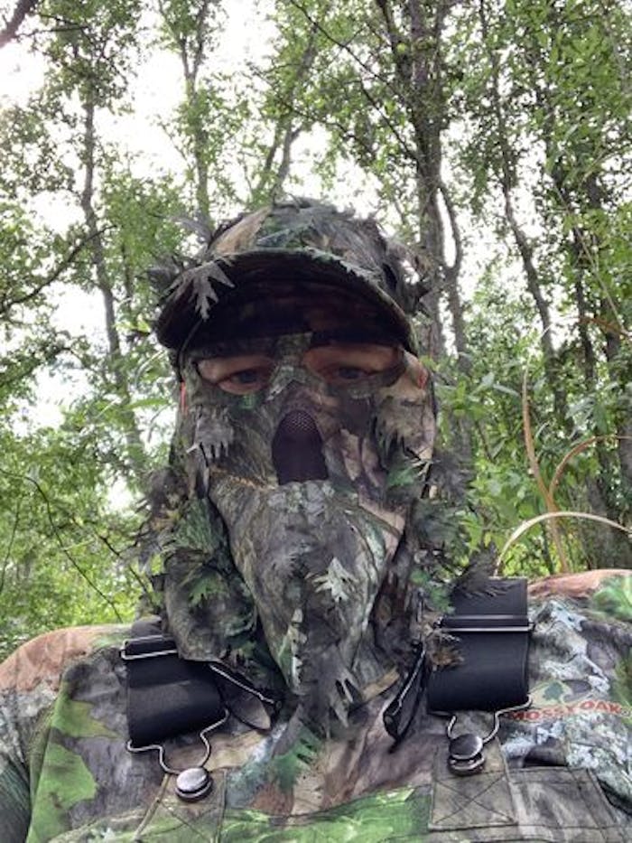 2-in-1 FRONT Leafy Face Mask and Camo Hat (Adj, OSFM)