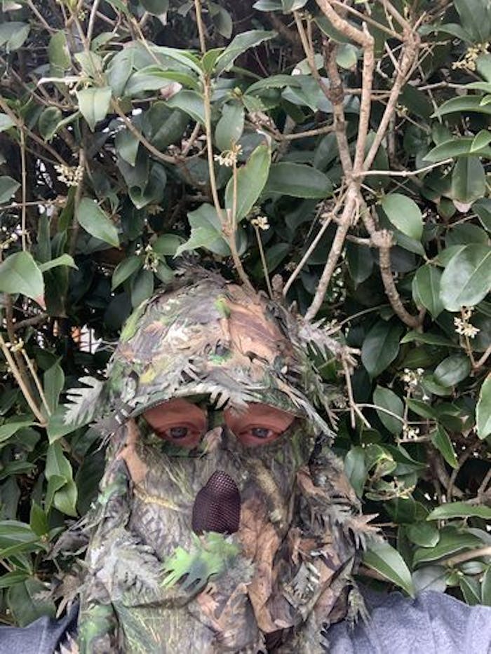 2-in-1 FRONT Leafy Face Mask and Camo Hat (Adj, OSFM)