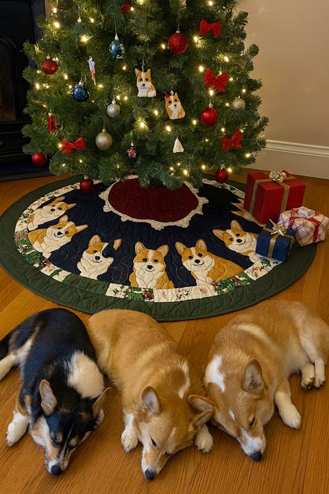 Vintage Library Christmas Quilted Tree Skirt NCU0NTV417