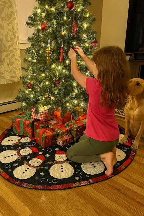 Vintage Library Christmas Quilted Tree Skirt NCU0NTV417