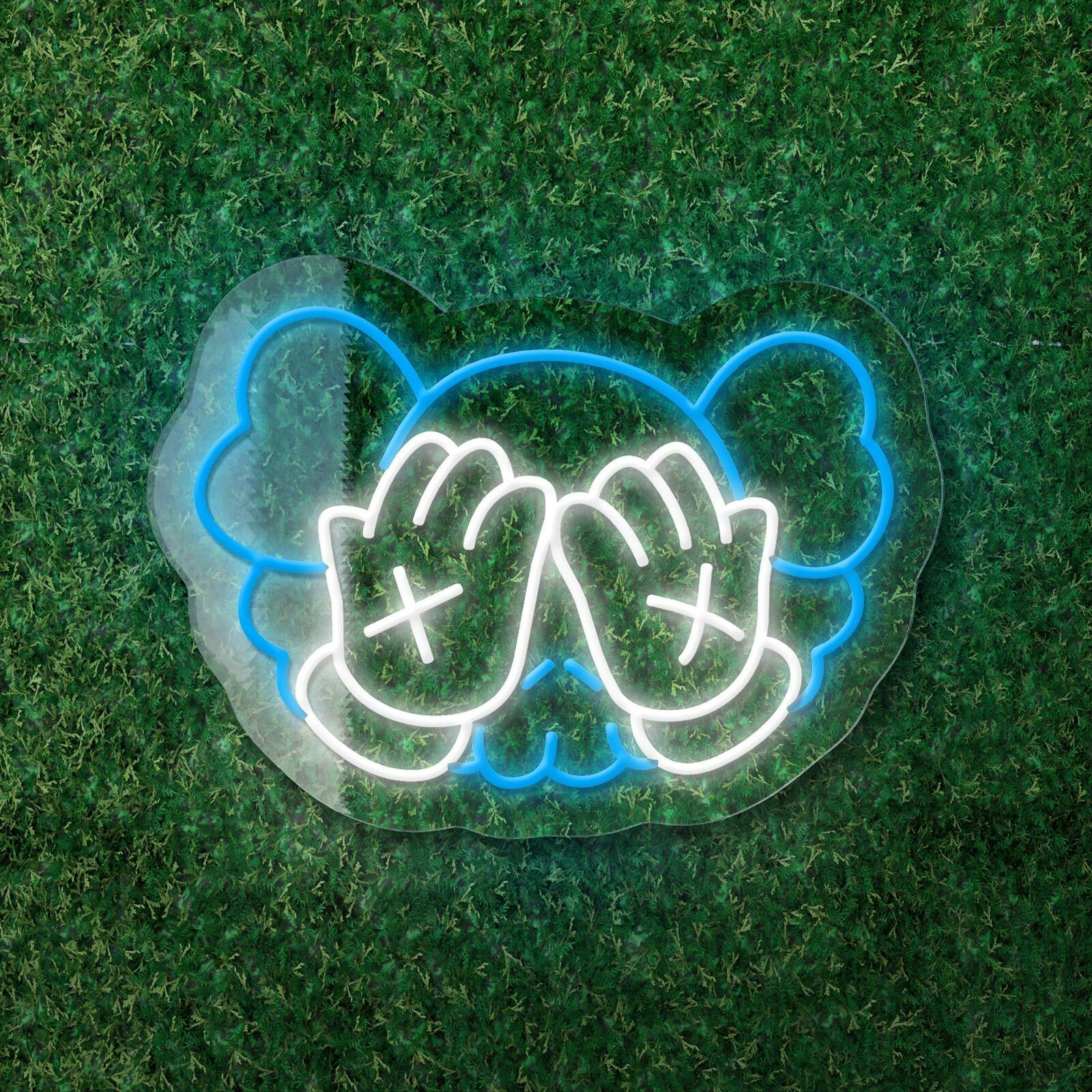 KAWS-Inspired Cartoon Hands LED Neon Sign – Modern Art Decor.