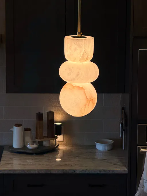 Customer interior photo of alabaster pendant