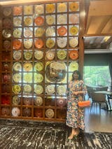 Multicolor Abstract Print Cotton Blend A-Line Midi Dress