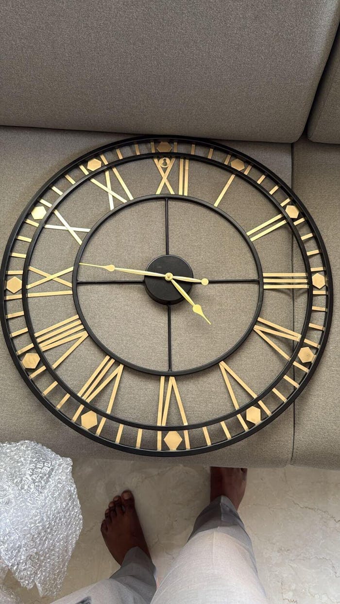 Golden Analog Round Clock