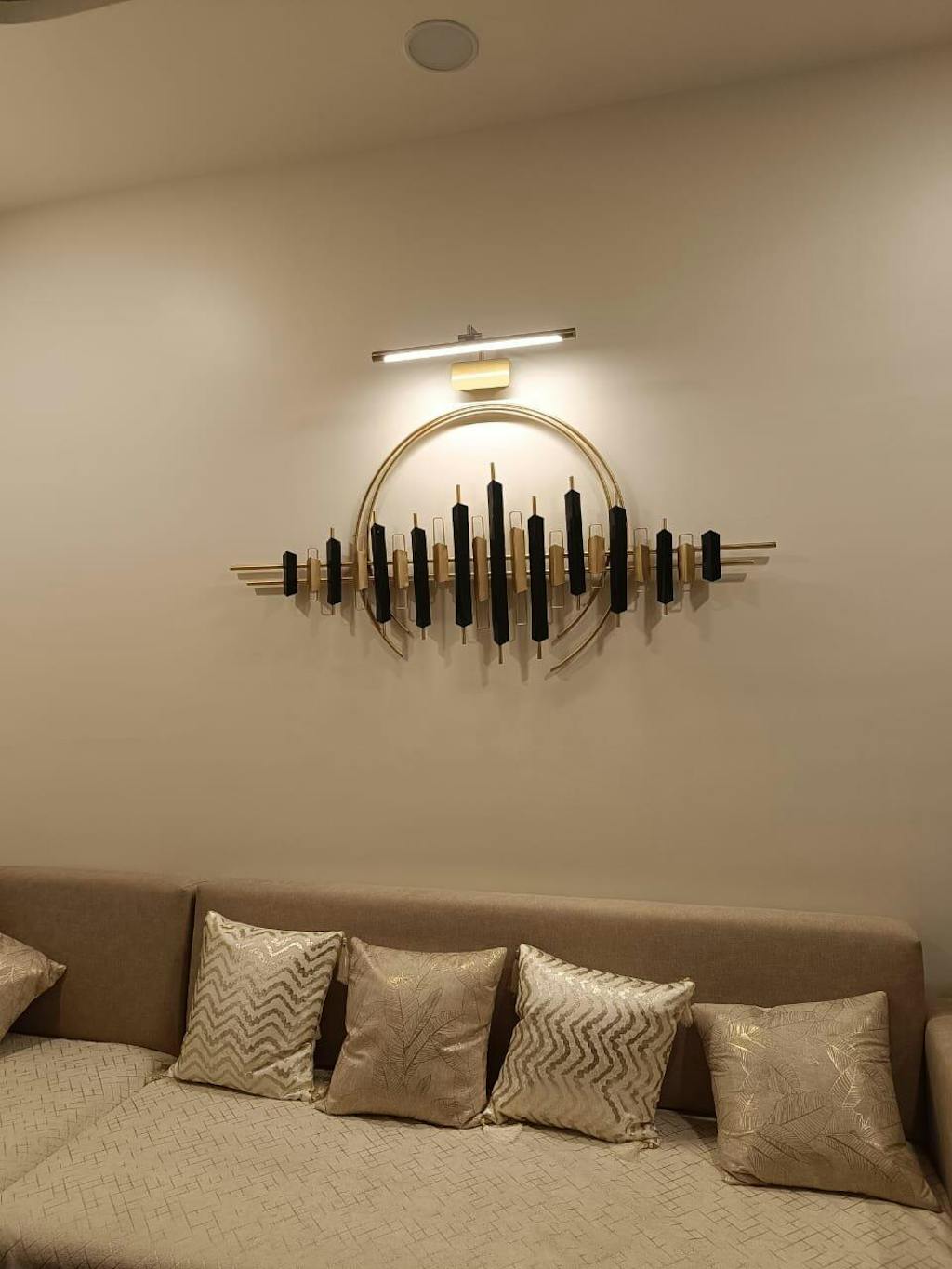 Golden and black with semi circle Metal Wall Art