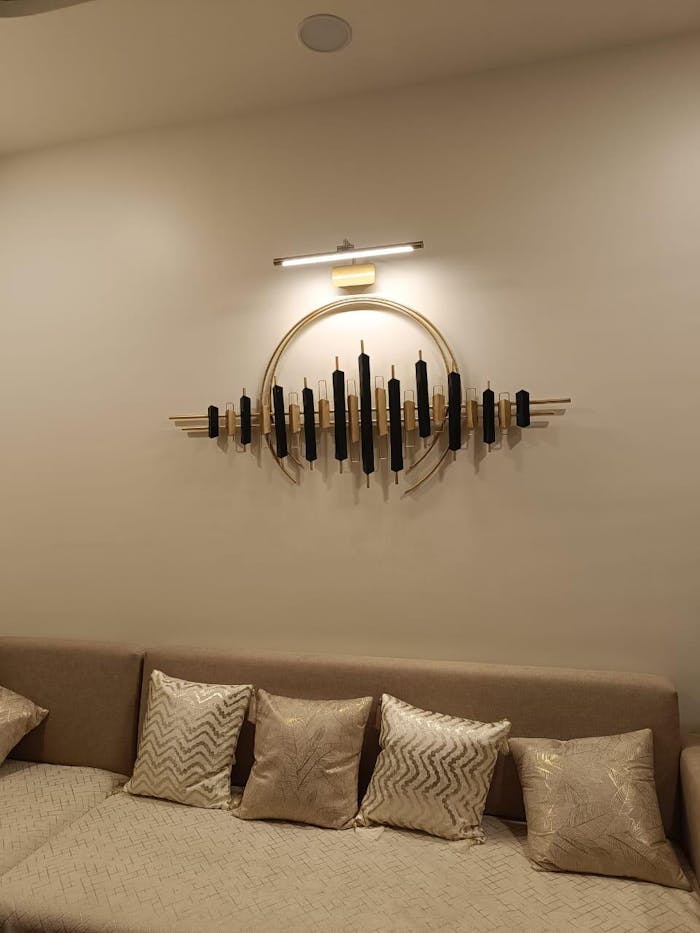 Golden and black with semi circle Metal Wall Art