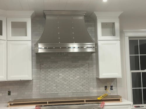 RHM Curved Custom Stainless Steel Range Hoods with Bands SH3-C-2STRM