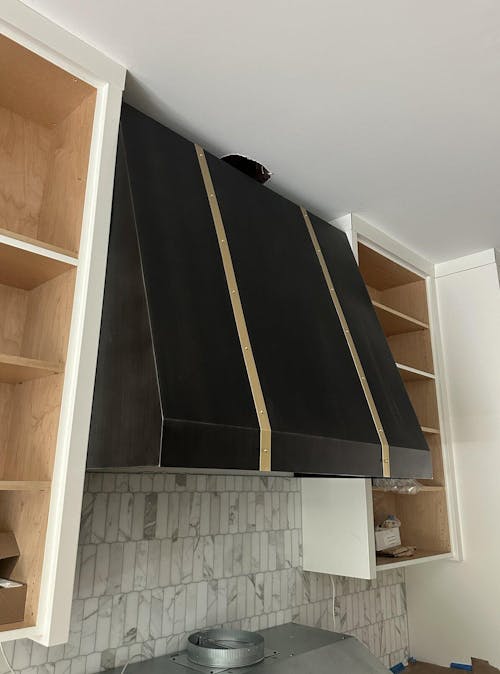 RHM Angled Stainless Steel Custom Metal Range Hoods with Bands SH11-4TR-B