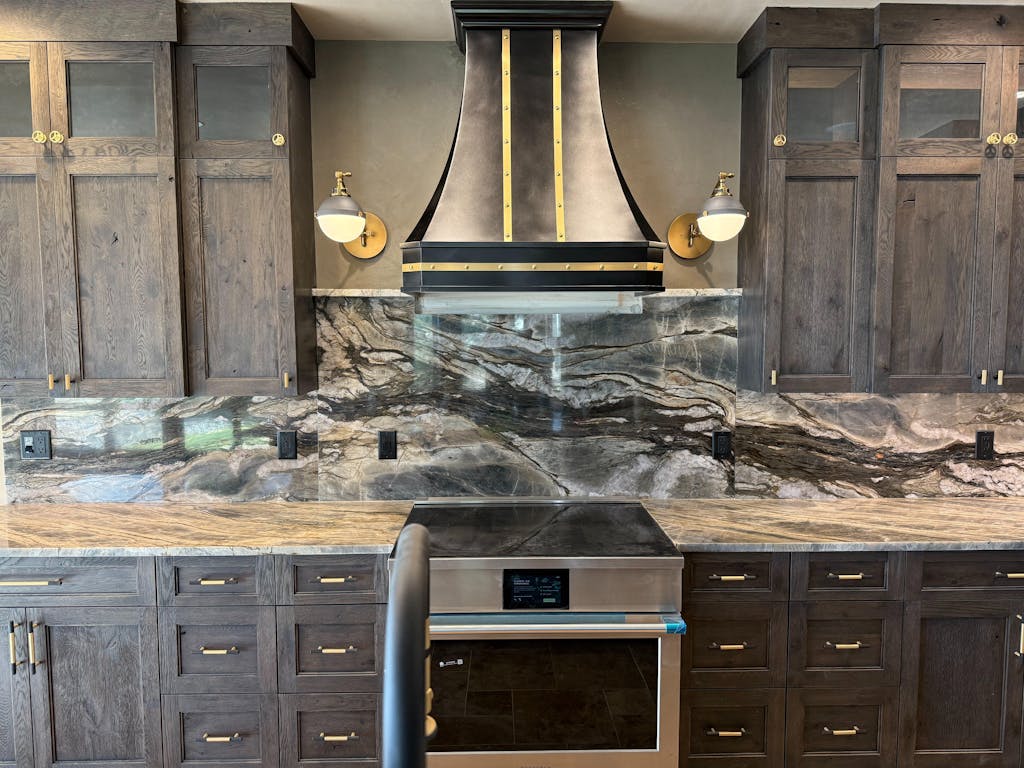 RHM Zinc Range Hood Custom Vintage Blacken with Mirror Bands ZH3-C2TR