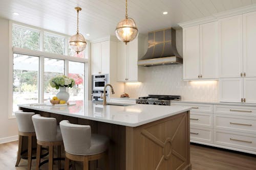 RHM Curved Stainless Steel Custom Range Hood with Brass Bands SH35-2VT1HT